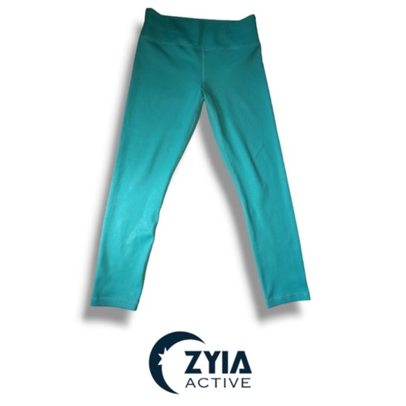 Zyia Active Turquoise Metallic Leggings - Picture 1 of 7